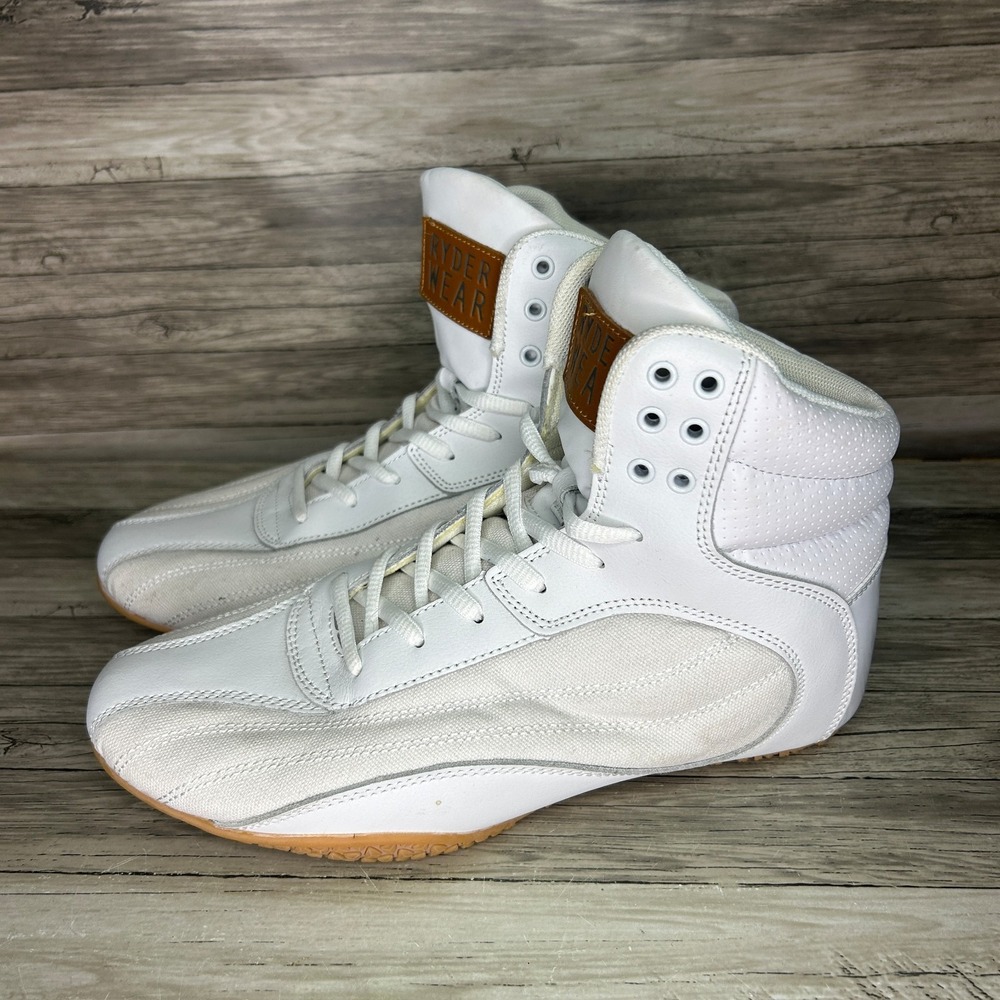 Ryderwear D-Mak Block White High Top Bodybuilding Lifting Shoes Mens 8